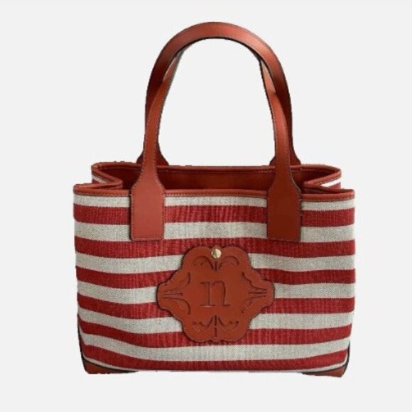 Nanette Lepore Handbags - Nanette Lepore Whitley Satchel Shoulder Tote Bag - Striped Red Orange